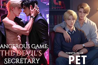 gay romance gay bara lgbtq romance mafia book cover character design without ai