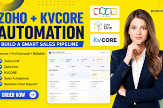setup and customize zoho CRM, zoho one, kvcore CRM automation for sales pipeline