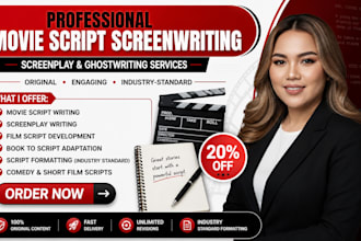 write movie script, screenplay, screenwriting, tv series with pilot script