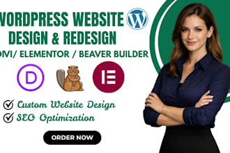 design, redesign modern wp website using elementor pro, beaver, or divi builder