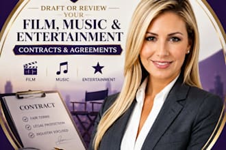draft or review legal contracts for film, music and entertainment law business