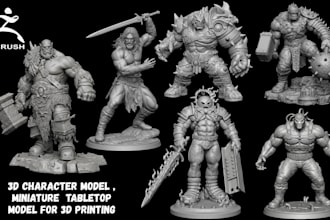 sculpt 3d character miniature action figure tabletop for 3d printing in zbrush