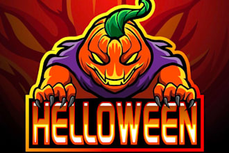 create modern style for halloween tal outdoor candy clown mascot logo design ser