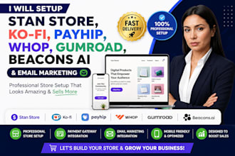 setup stan store kofi payhip whop gumroad beacons ai store