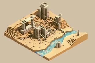 create low poly 3d models for games, assets and environments