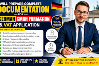prepare complete documentation for german gmbh formation, vat application