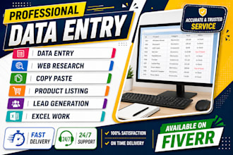 do accurate data entry, excel data cleaning and web research expert