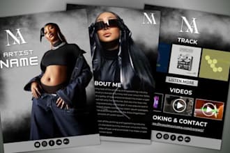 design a modern media kit, speaker one sheet, or electronic press kit epk