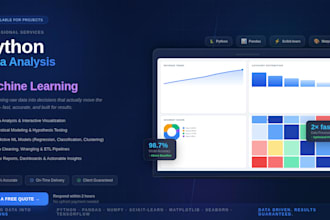 do python, data analysis and ml tasks and projects