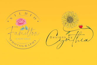 design feminine botanical hand drawn floral logo