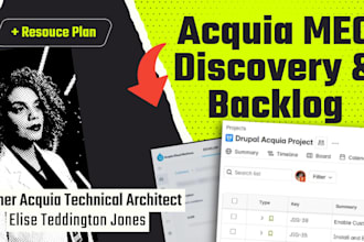 provide acquia meo jira backlog and resource plan with estimates