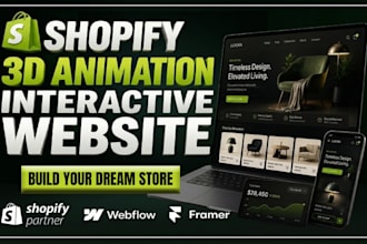 design interactive 3d shopify animation website with spline and lottie