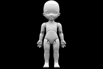 create 3d articulated 3d b j d doll, articulated figure