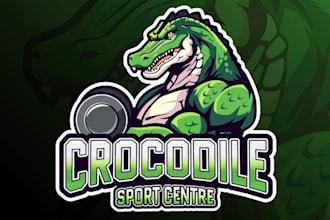 draw awesome crocodile mascot logo with express deliver