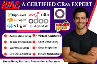 do gohighlevel n8n automation liveagent ai agent odoo crm data entry vtiger keap