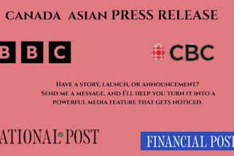 write canada press release distribute to top canada media outlet