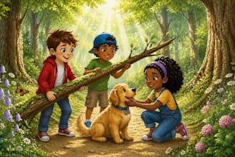 create children book illustration, storybook, and picture book art