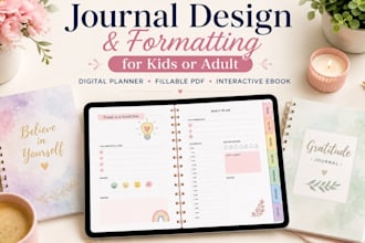 create digital planner, interactive PDF, fillable journal and ebook design