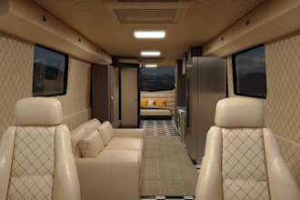 make 2d,3d layout, space planning for luxury bus rentals, limo service interiors