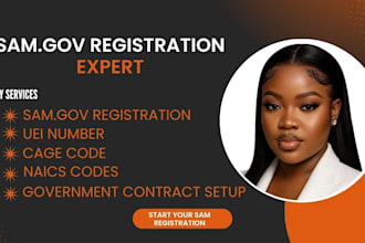 complete sam gov registration, uei, naics and cage code
