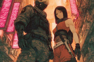 do a cyberpunk anime art