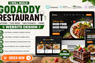 design godaddy restaurant catering food menu cake coffee shop bar dining website