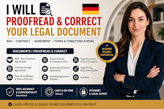 proofread and correct your legal document, nda, contract