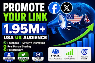 promote your link to 1,950,000 USA UK facebook and twitter audience
