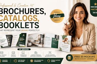 design creative tri fold, bi fold brochure, product booklet and catalog design