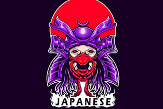 draw awesome style japanis mask mascot logo for you in one day