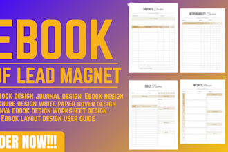 design pdf lead magnet, workbook, worksheet, canva ebook design, layout design