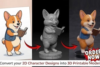 convert 2d image photo to 3d model image art toy stl file for 3d printing
