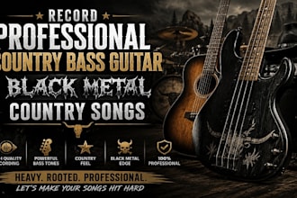record professional country bass guiter black metal oriental eletric acoustic