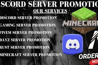 promote gaming server, minecraft server, rust, fivem, dayz discord promotion