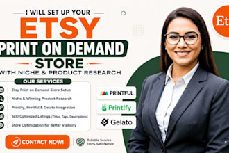 setup etsy print on demand store printify printful  SEO