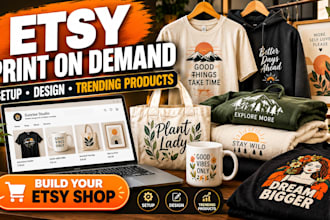 setup etsy print on demand shop and design trending products