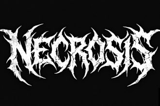 design death metal logo with texture and chrome effect