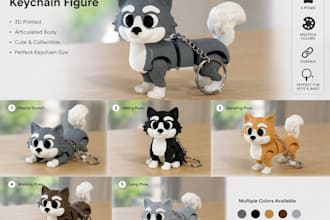 model 3d flexi articulated toy, ball joint doll, 3d dragon fidget, stl obj, 3mf