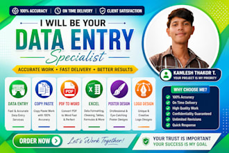 do professional data entry, copy paste, PDF to word