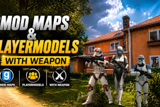 create custom gmod playermodel, weapon with gmod map and a fullset