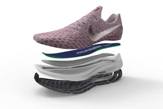 design 3d shoes, sneakers, footwear, tech pack and realistic product render