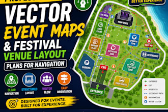 design vector event maps and festival venue layout plans for navigation