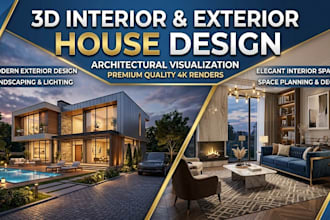 design 3d interior and exterior house rendering with architectural visualization