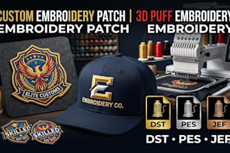 create custom embroidery patch badge and cap logo design