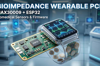 pcb design bioimpedance wearable using max30009 with esp32 sensors and firmware
