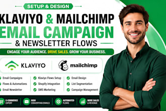 setup mailchimp klaviyo email campaign or newsletters flows