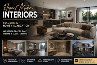 create detailed 3d interior design, room makeover and modern decor concepts