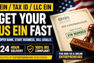obtain ein, irs ein, USA tax id and llc ein in 48 hours