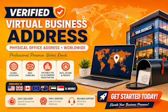 provide a verified virtual business address or physical office address worldwide