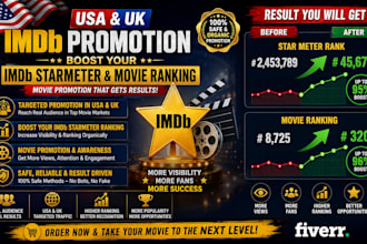 do USA UK imdb promotion boost your imdb starmeter movie ranking movie promotion